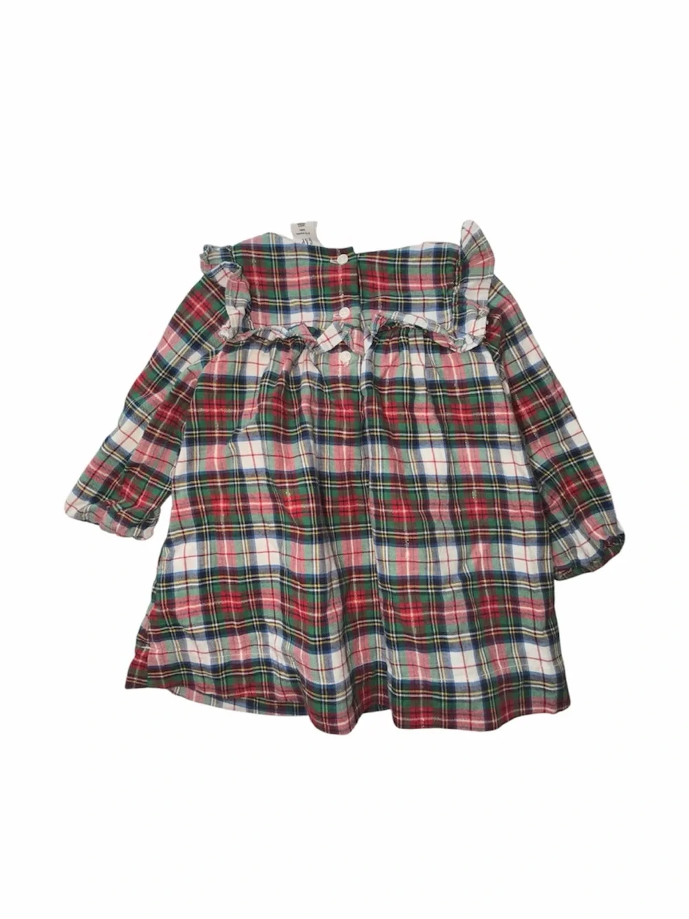 Baby GAP Plaid Tartan Ruffle Collar Dress Girls Toddler Size 6-12 Months